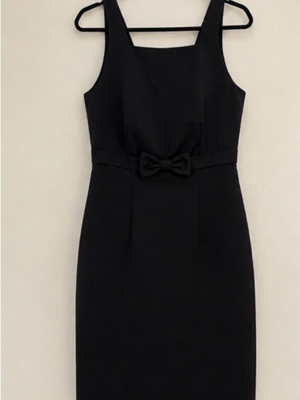 Vintage Laundry By Shelli Segal Black Midi Sheath Dress with Waist Bow